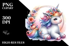 Colorful Baby Unicorn with Hoop, PNG Product Image 3