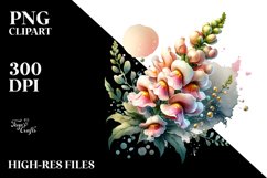 Watercolor Glossy Snapdragon Made of Material | Clipart Product Image 3