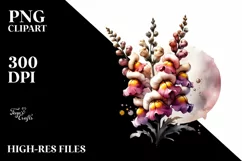 Watercolor Glossy Snapdragon Made of Material | Clipart Product Image 1