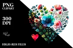 Simple Cute Boho Flower with Heart, PNG Product Image 2