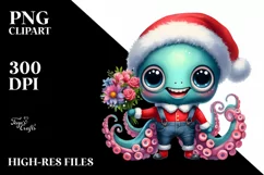 Octopus Santa Suit Jeans Happy Teeth | Clipart Product Image 3