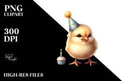 Watercolor Chicken with Party Hat, High-Res PNG Product Image 2