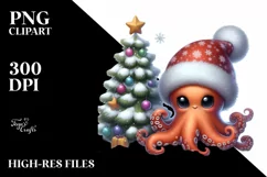 Cute Baby Octopus Christmas Tree PNG Product Image 3