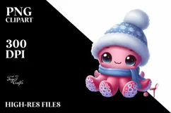 Cute Baby Octopus Christmas Tree PNG Product Image 1