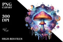 Vibrant Magical Celestial Mushroom Tarot PNG Product Image 2