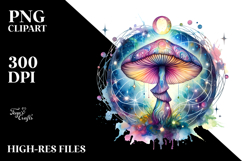 Vibrant Magical Celestial Mushroom Tarot PNG Product Image 2
