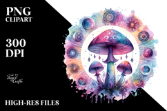 Watercolor Magical Celestial Mushroom PNG Product Image 2