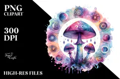 Watercolor Magical Celestial Mushroom PNG Product Image 2