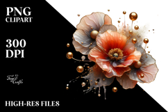 Abstract Poppy with Golden Insertions, Transparent PNG Product Image 2