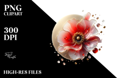 Abstract Poppy with Golden Insertions, Transparent PNG Product Image 2