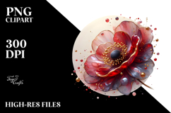 Abstract Poppy with Golden Insertions, Transparent PNG Product Image 2