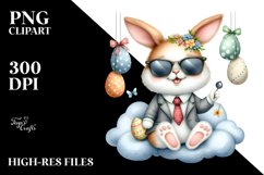 Happy Bunny on Cloud with Eggs PNG Product Image 2