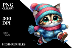 Cute Baby Cat Jumping, Vibrant Drawing PNG Product Image 2