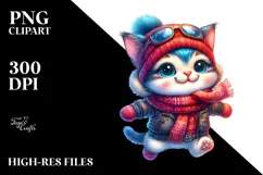Watercolor Vibrant Cat Jumping PNG Product Image 2