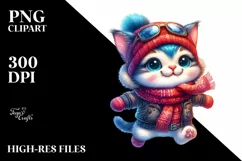 Watercolor Vibrant Cat Jumping PNG Product Image 1