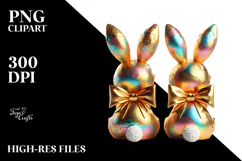 Colorful Retro Bunnies Sitting PNG Product Image 2