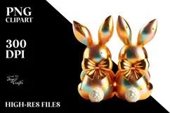 Colorful Retro Bunnies Sitting PNG Product Image 2