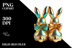 Colorful Retro Bunnies Sitting PNG Product Image 2