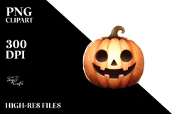 Funny Simple Jack-o'-lantern Washed Watercolor PNG Product Image 2