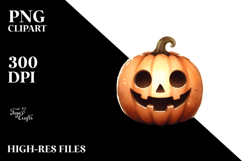 Funny Simple Jack-o&#039;-lantern Washed Watercolor PNG Product Image 2