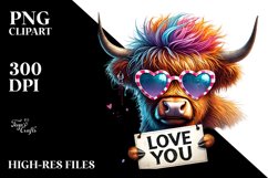 Detailed Highland Calf with Sunglasses, PNG Product Image 2