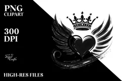 Simple Heart with Wings, Transparent PNG Product Image 2