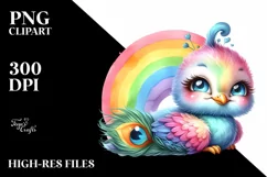 Colorful Cute Baby Peacock Watercolor Clipart Product Image 1