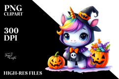 Cute Baby Unicorn in Halloween Costume, Premium PNG Product Image 2