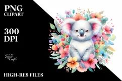 Colorful Koala Floral Sticker Clipart Product Image 1