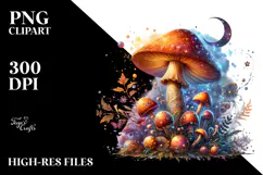 Shiny Magical Mushroom Watercolor Splash PNG Product Image 2