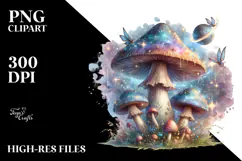 Shiny Magical Mushroom Watercolor Splash PNG Product Image 2