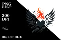 Heart with Wings and Fire, Transparent PNG Product Image 2