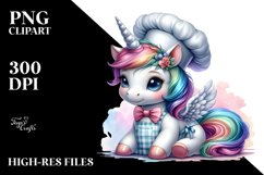 Colorful Baby Unicorn Baker&#039;s Apron PNG Product Image 3