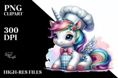 Colorful Baby Unicorn Baker's Apron PNG Product Image 3