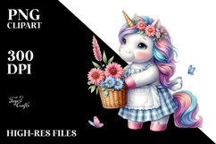 Colorful Baby Unicorn in Baker&#039;s Apron, PNG Product Image 1