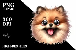Colorful Crazy Watercolor Pomeranian Sublimation Clipart Product Image 1