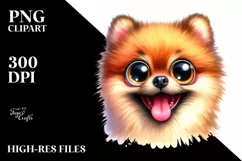 Colorful Crazy Watercolor Pomeranian Sublimation Clipart Product Image 1