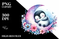 Vibrant Wimsical Penguin Moon Flowers Product Image 3