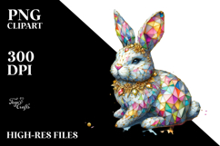 Colorful Bunny Made of Diamonds PNG Product Image 2