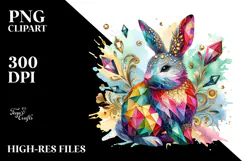 Colorful Bunny Made of Diamonds PNG Product Image 2