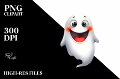Funny Halloween Ghost with Goofy Smile | Clipart Product Image 1