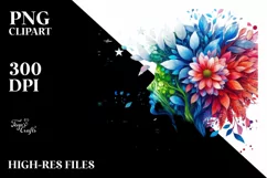 Vibrant Watercolor Tree with Flowers, PNG Product Image 1