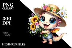 Baby Dragon with Sun Hat, PNG Product Image 2