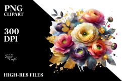 Colorful Bouquet Gold Foil Clipart Product Image 2