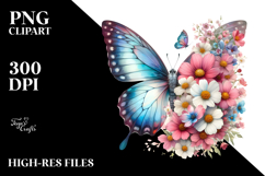 Colorful Butterfly Spring Flowers PNG Product Image 2