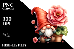 Cute Gnome with Begonia Floral Pocket PNG Product Image 2