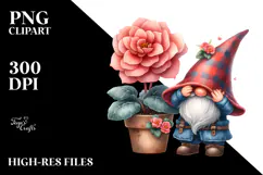 Gnome with Begonia in Pocket PNG Product Image 2