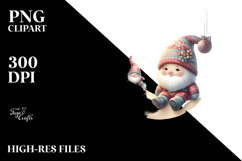 Cute Christmas Gnomes on Moon PNG Product Image 2