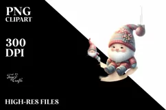Cute Christmas Gnomes on Moon PNG Product Image 1