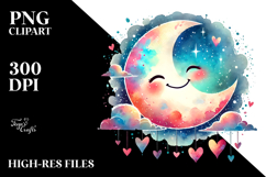 Smiling Moon with Rainbow PNG Product Image 2